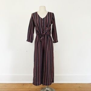 Target Long Sleeve Wide Crop Striped Jumpsuit XS